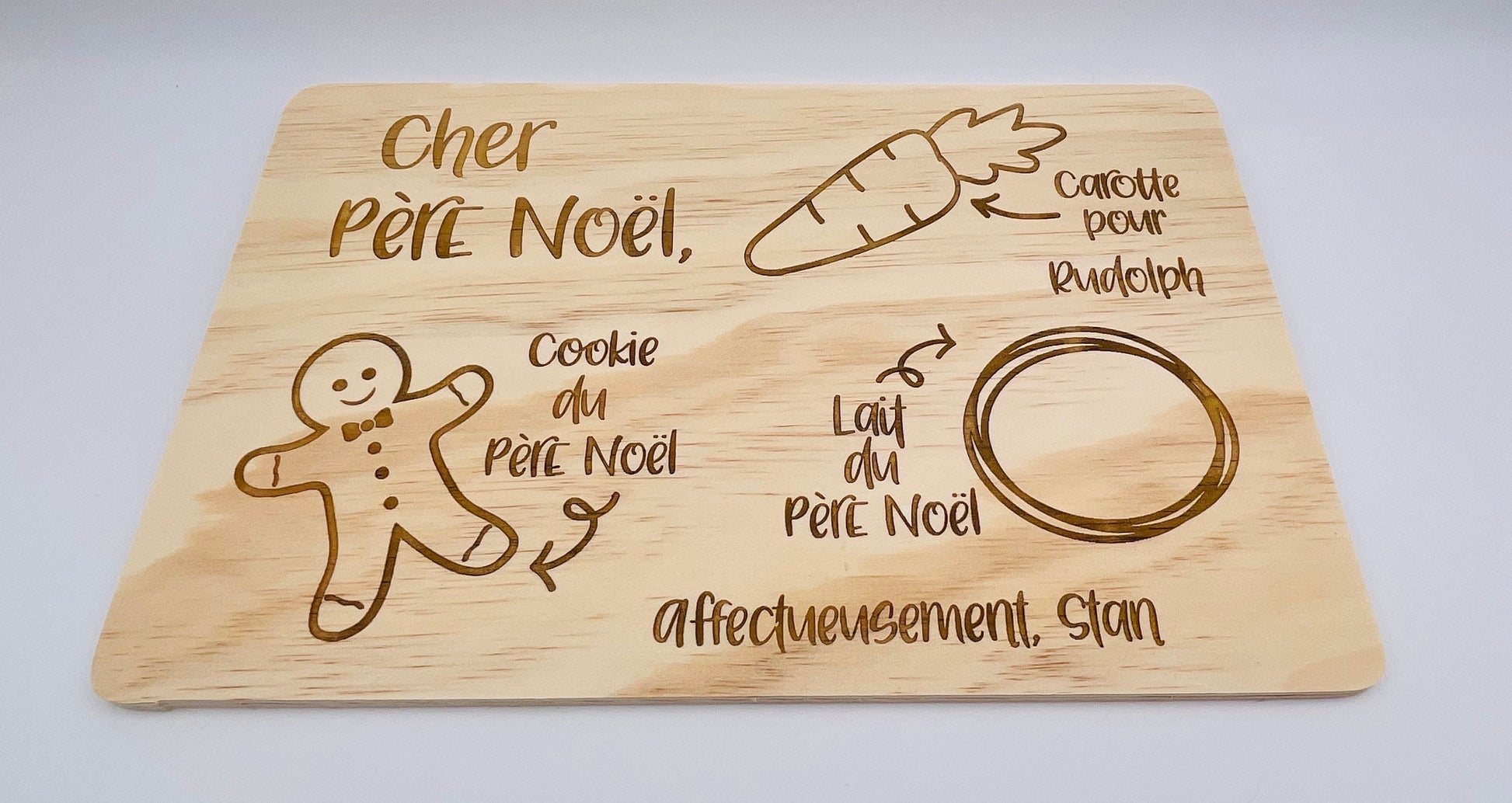 Planche en bois personnalisée pour accueillir le Père Noël