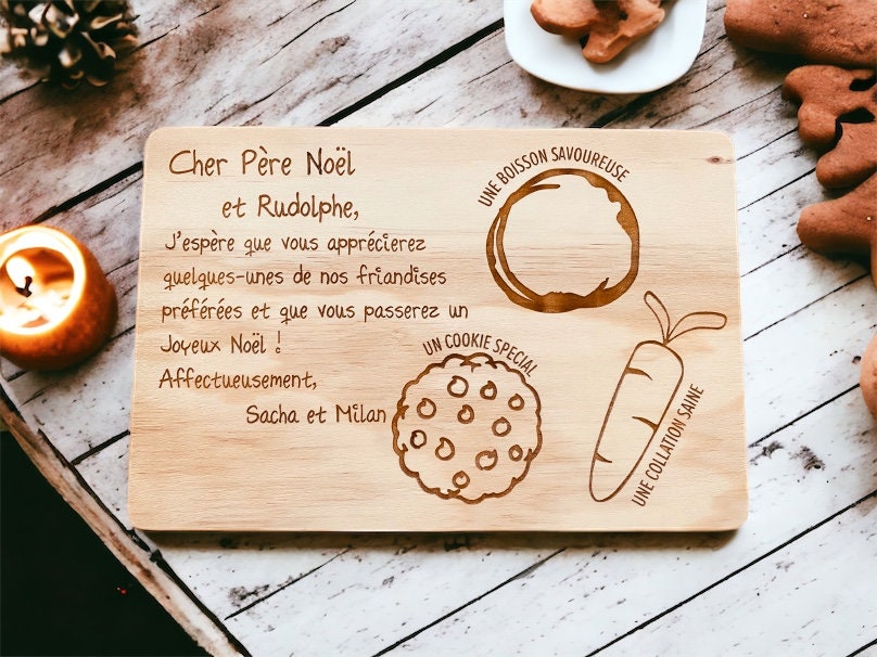 Planche en bois personnalisée pour accueillir le Père Noël